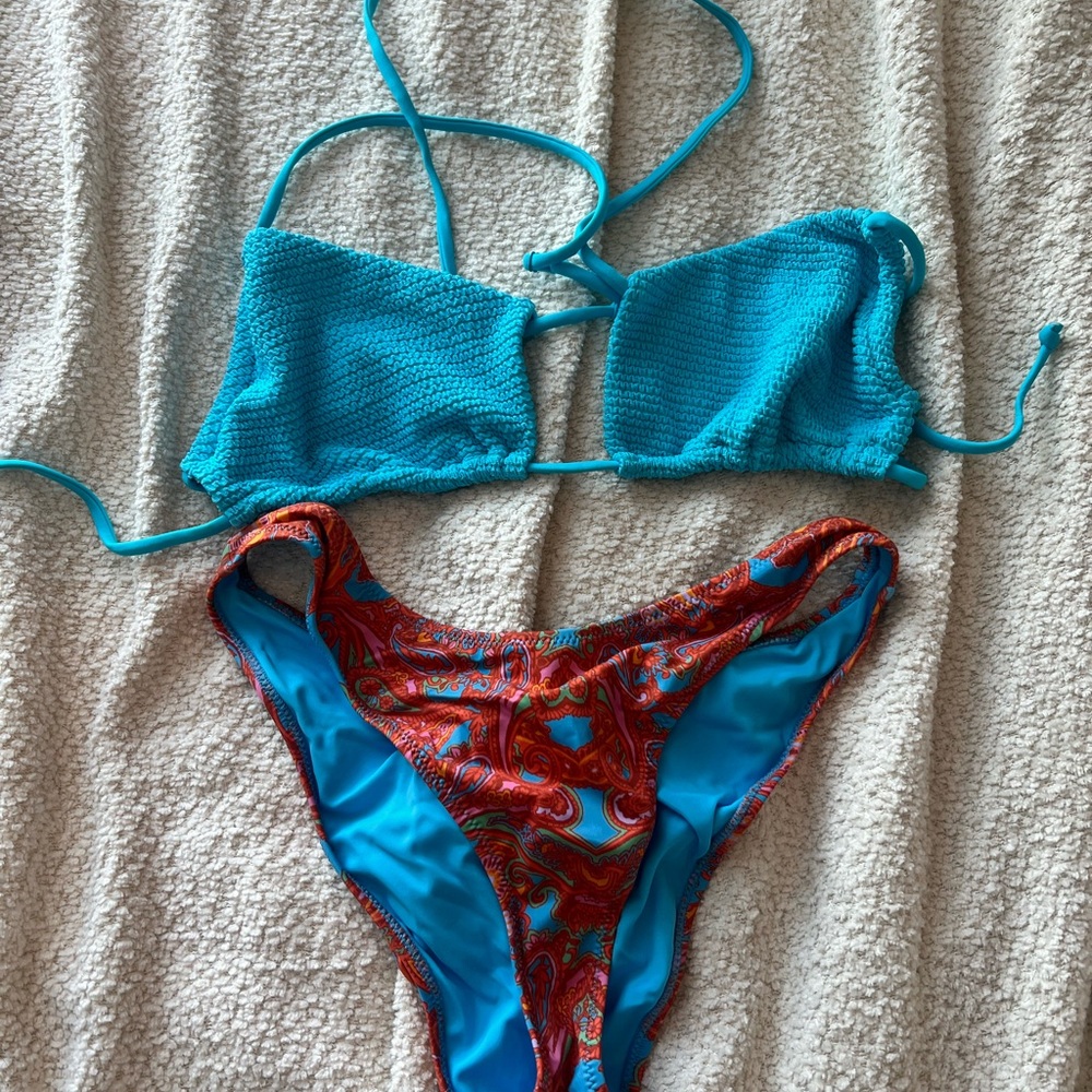 PacSun Blue and Red Bikini Set